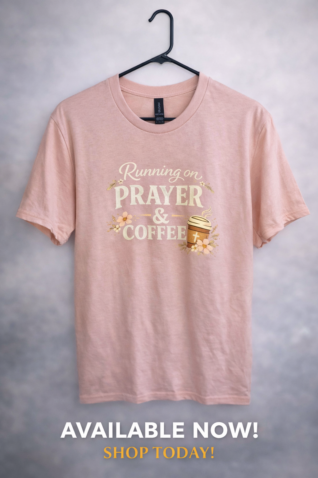 Running on a prayer and coffee T-shirt